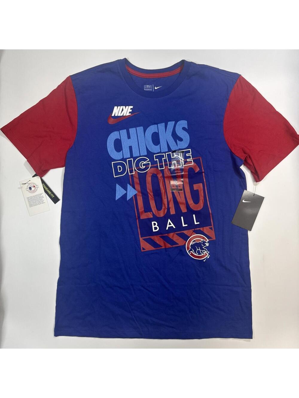 Nike Men’s Chicago Cubs Blue Red Baseball Chicks Dig Jersey Shirt Medium MLB